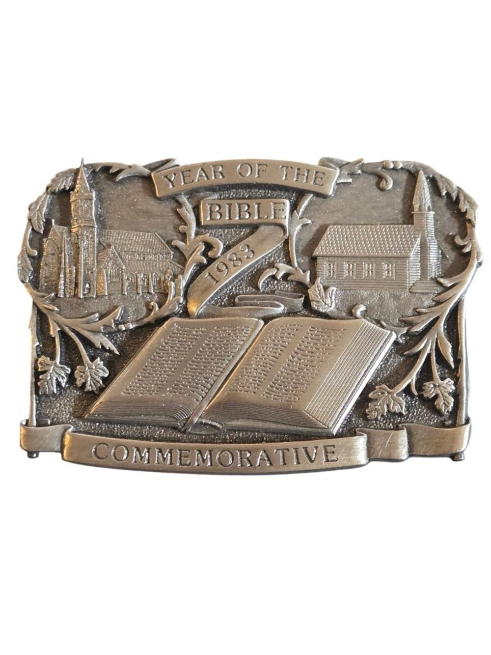 Year Of The Bible Belt Buckle Limited Edition 1983 Commemorative Vintage